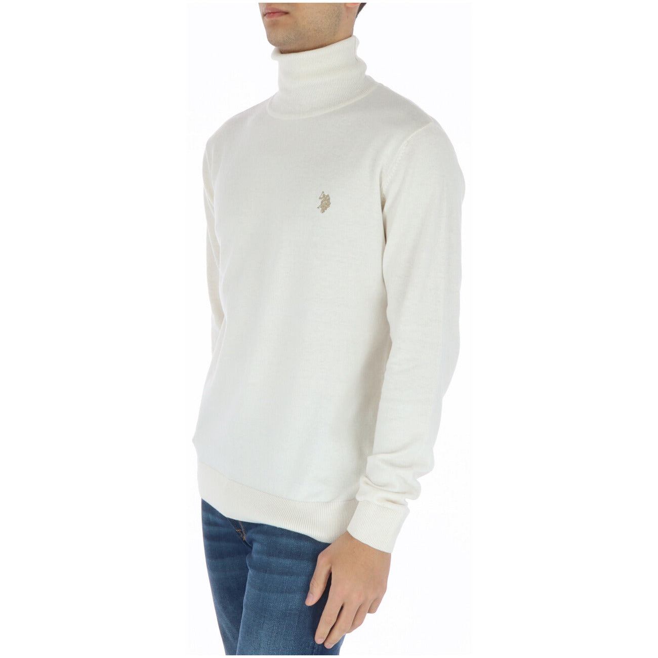 U.S. Polo Assn. Maglia Uomo Bianco Stampa Collo Alto Manica Lunga Cashmere Cotone Autunno Inverno 6656848847