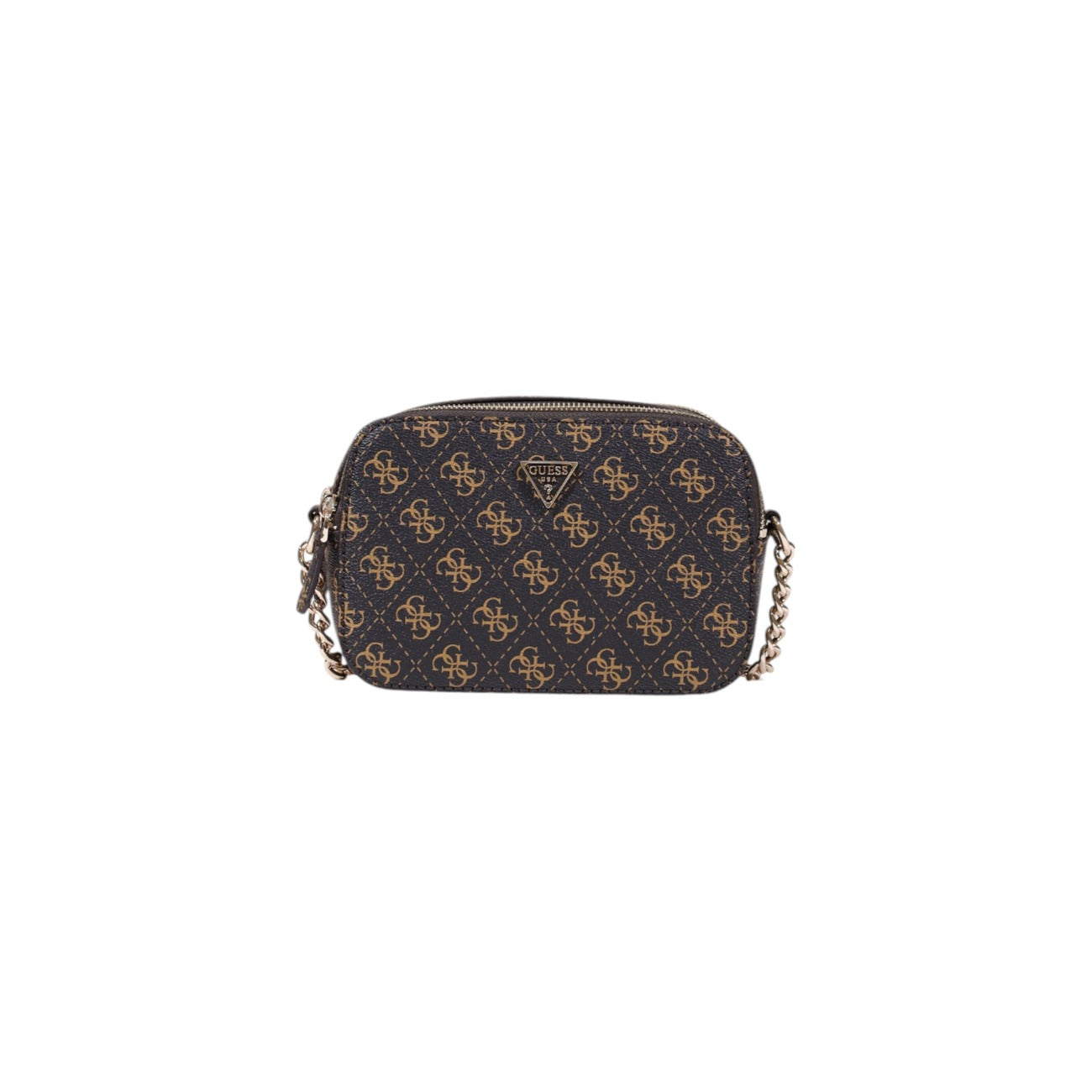 Guess Borsa Donna Marrone in Poliuretano 100% a Tracolla con Cerniera Stampa Tasche Interne 12x20x7 cm HWQG96 72140