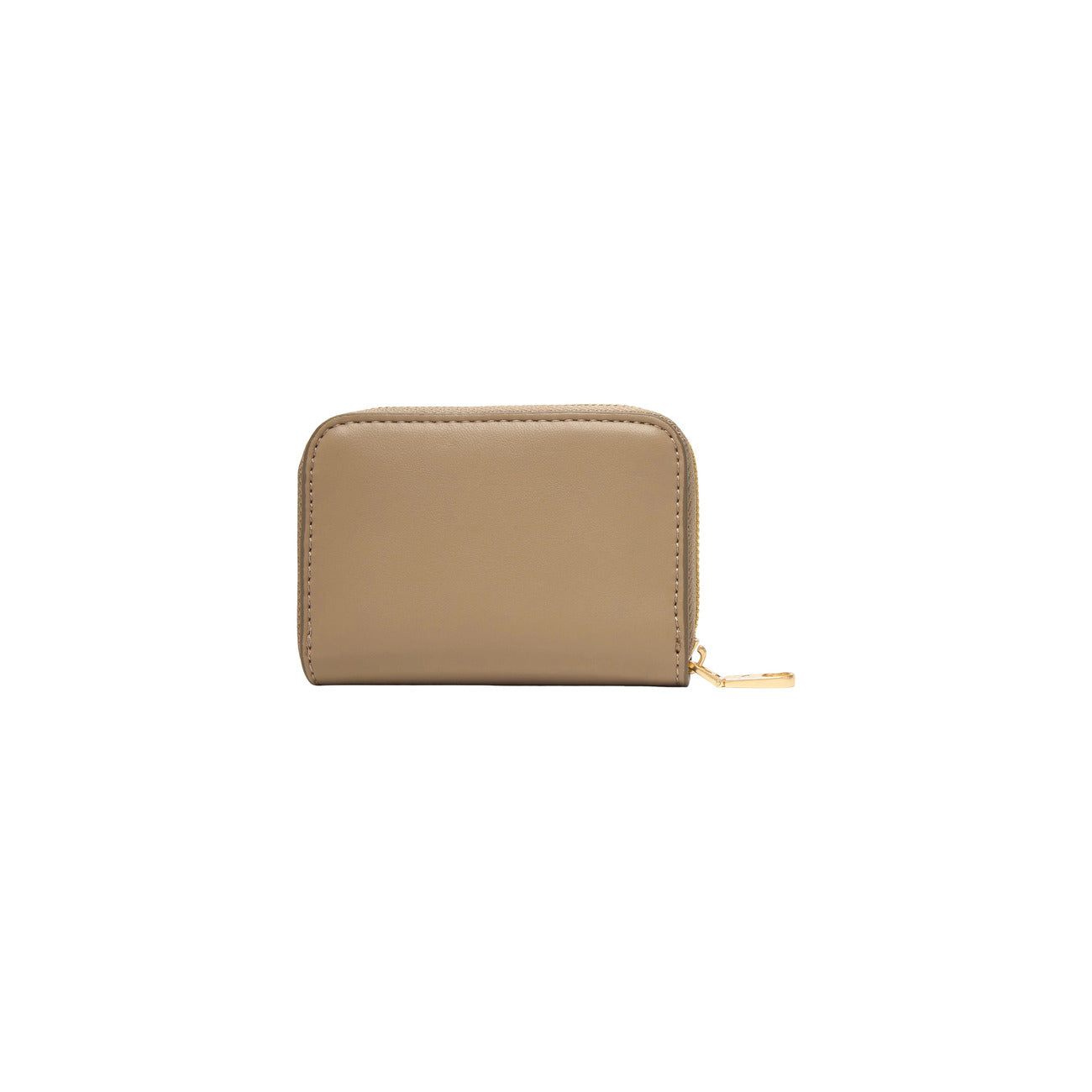 Portafoglio Mini Calvin Klein Bold; Beige. Chiusura zip-around dorata, logo CK in rilievo, scomparti interni multifunzione. Dimensioni micro (10x7 cm), stile minimal e raffinato 4 stagioni. Posteriore 