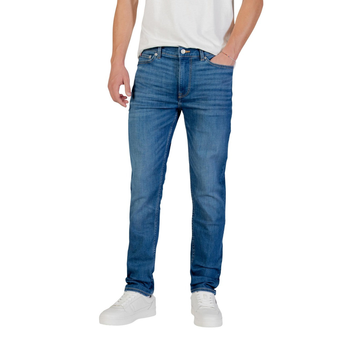 Tommy Hilfiger Jeans Uomo Blu con Zip e Bottone - Jeans Cotone Organico Tasche