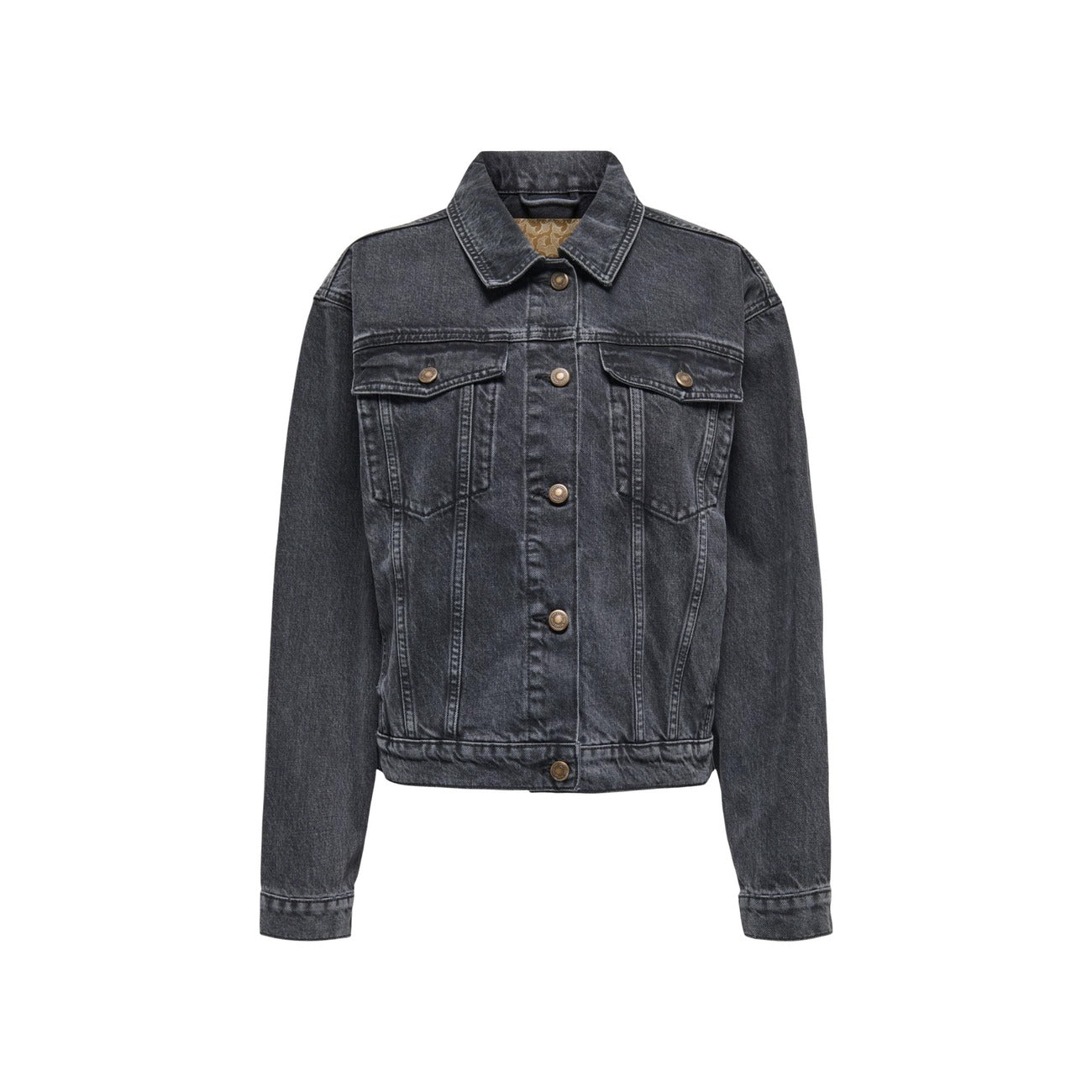 Giubbotto Denim 100% Cotone; lavaggio medio, multitasche, polsini regolabili. Il capospalla iconico e resistente per ogni stagione. Vista frontale stesa 