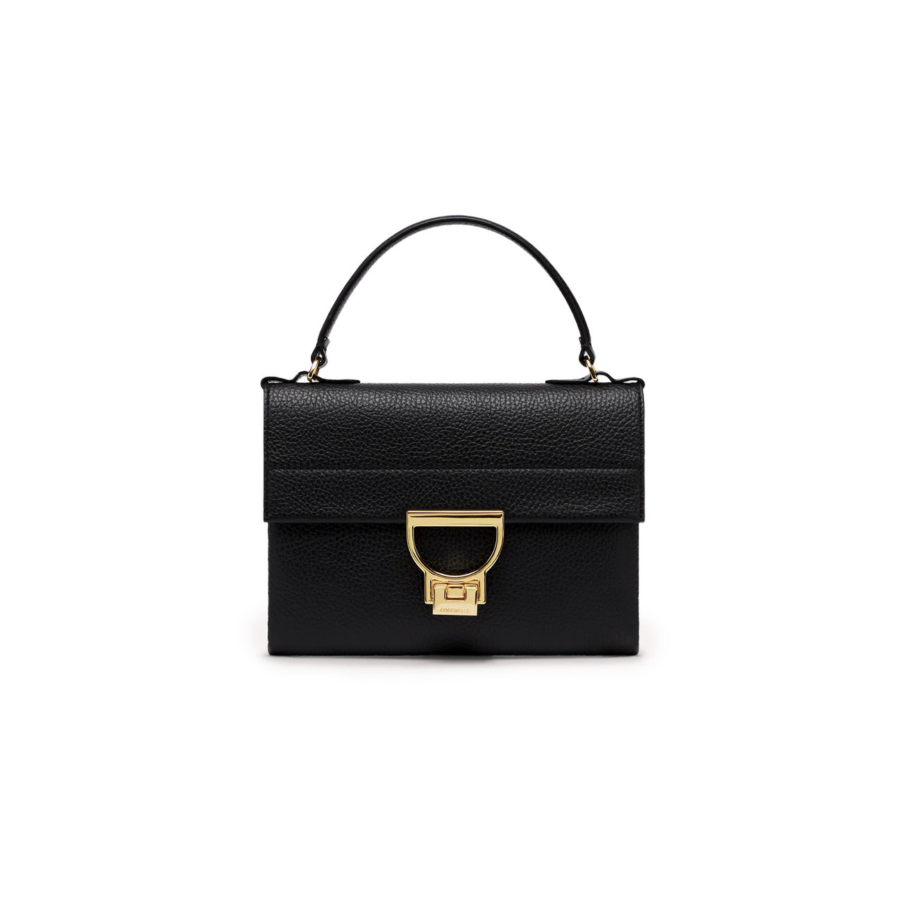 Borsa Coccinelle donna Flat Mini pelle nero E1 MD5 19 03 01. Pochette elegante in vera pelle con tracolla e cerniera zip, borsa piccola da sera e tempo libero pelletteria italiana.