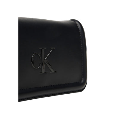 Calvin Klein Women's Black Shoulder Bag - Bag with Button and Internal Pocket 19x12x7cm