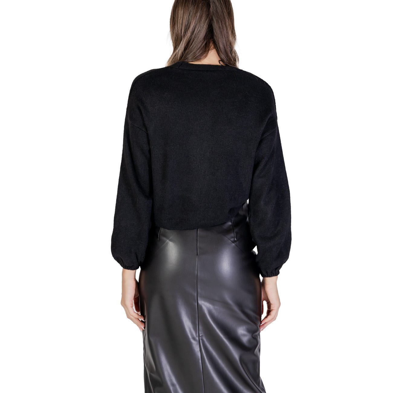 Only Maglia Donna Nera Maniche Lunghe Scollo a V - Maglia Acrilico Poliestere