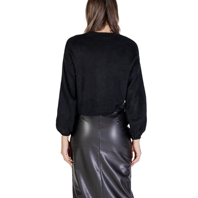 Only Maglia Donna Nera Maniche Lunghe Scollo a V - Maglia Acrilico Poliestere