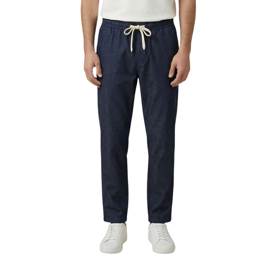 Gianni Lupo Pantaloni Regular blu scuro GN21823; 100% Lyocell traspirante, vita con coulisse e dettagli minimal. Freschezza e comfort superiore per la primavera-estate. Vista frontale 