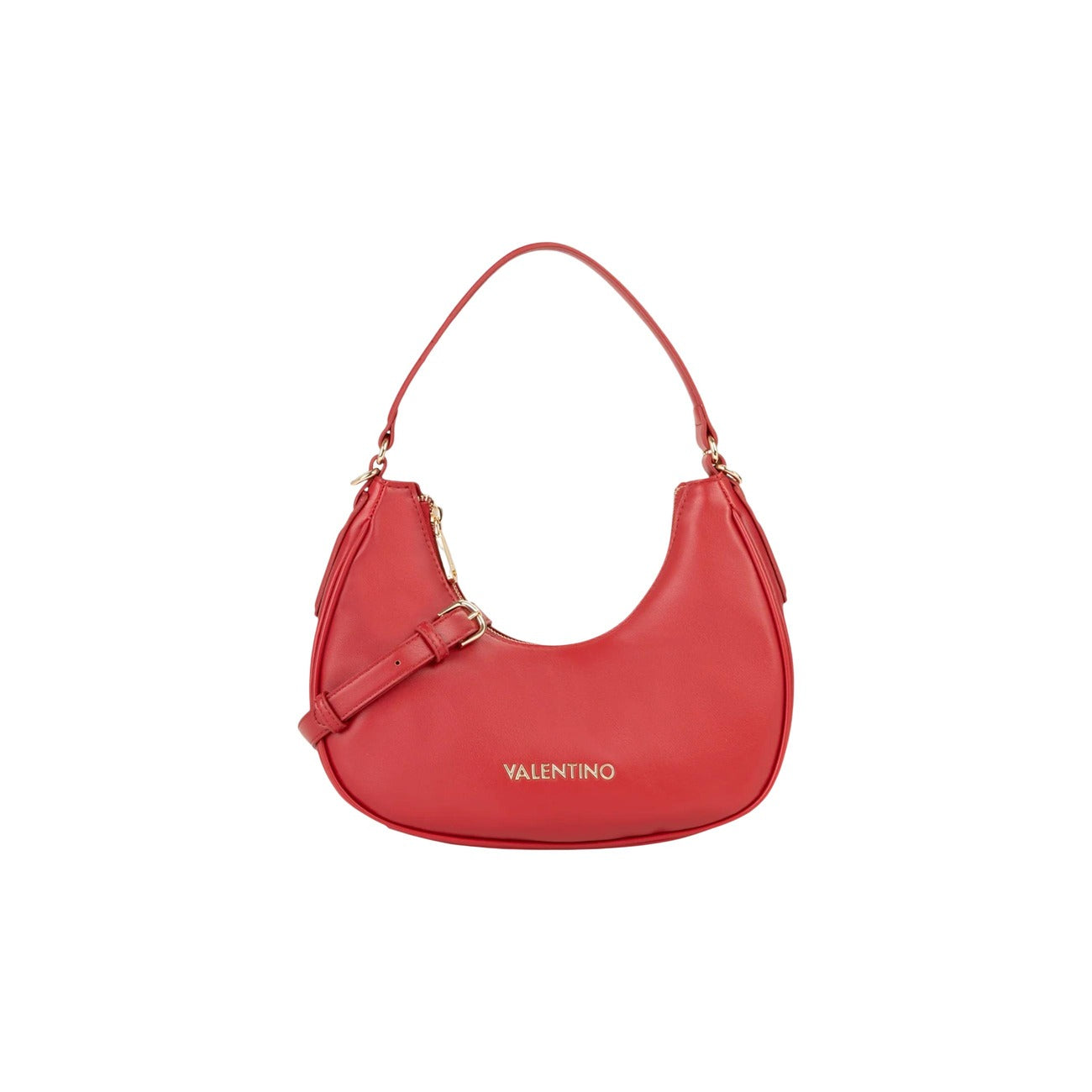 Borsa Media Rosso Donna Valentino Bags Clio; Misure 7x22x7 cm. Tessuto 100% poliuretano stile mezzaluna con chiusura a zip. Tracolla a spalla regolabile con finiture e fibbia dorate, stile elegante e casual.