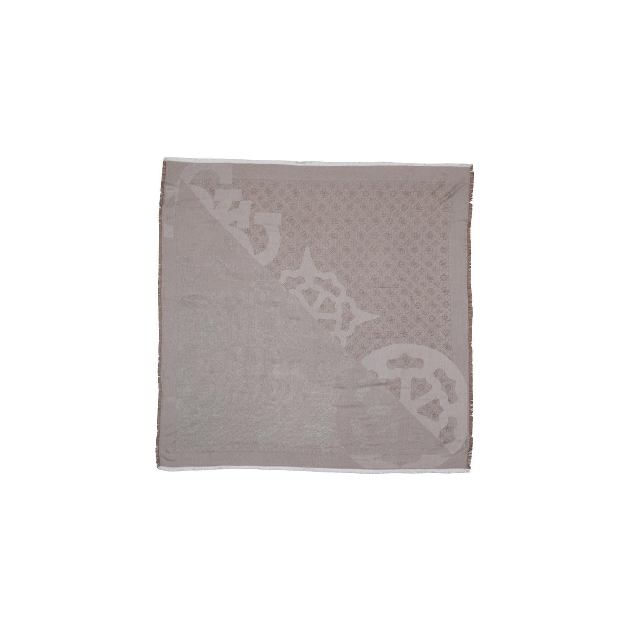 Sciarpa Guess ANISE JACQUARD KEFIAH 120x120 donna beige con stampa 98% viscosa 2% sintetico - vista aperta completa
