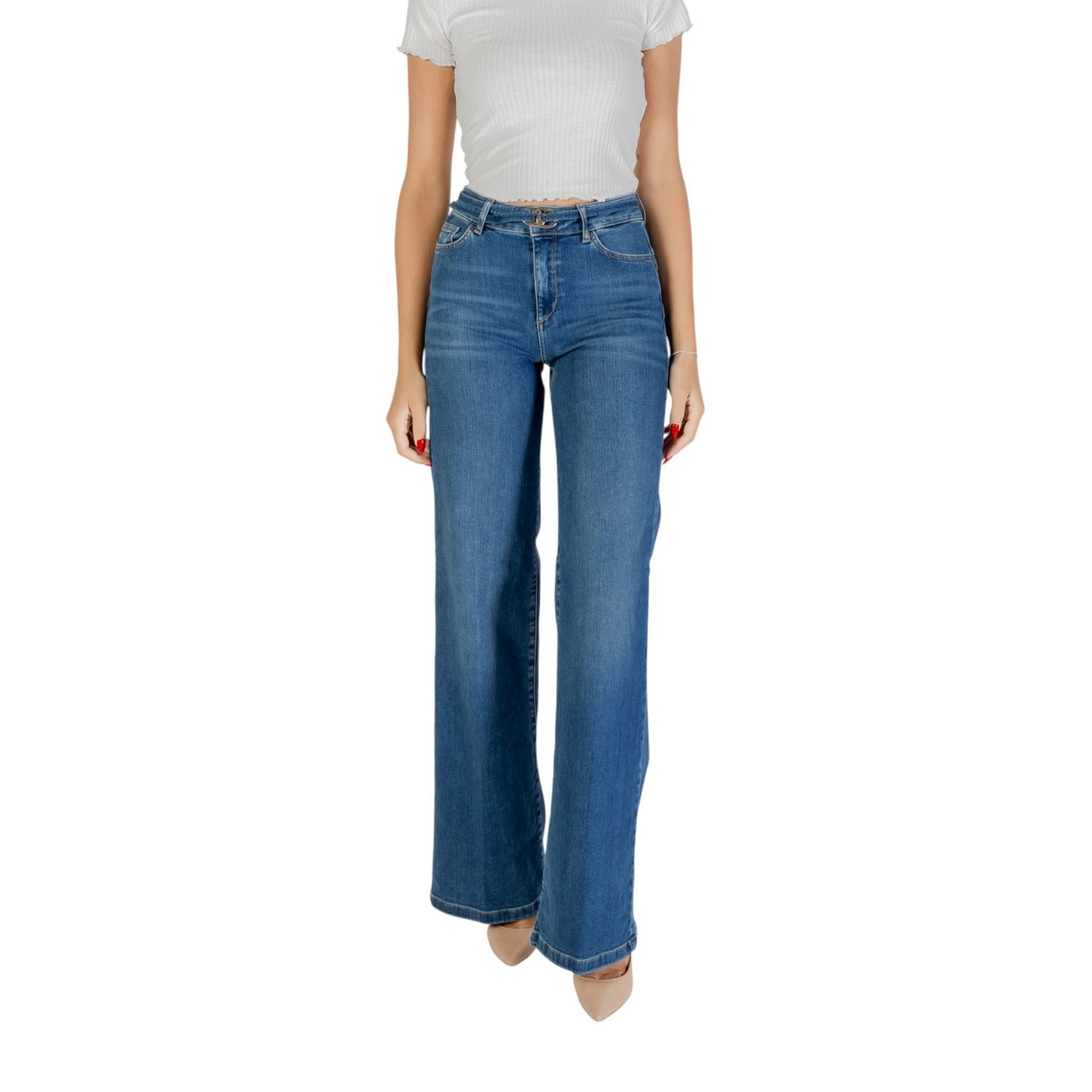 Liu Jo Jeans Donna Blu con Zip Bottone Tasche Anteriori Posteriori Cinturino in Cotone 93% Elastan 2% Elastomultiestere 5% Autunno/Inverno UF5100 D0264