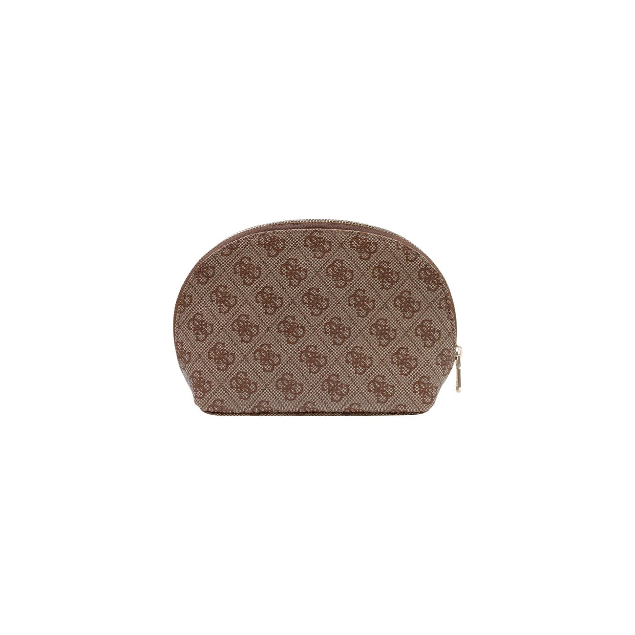 Pochette Beauty Cupola Marrone Donna Guess Noelle II Dome; Misure 23x15x8 cm. Tessuto 100% poliuretano con logo 4G a rilievo, banda liscia centrale e chiusura a cerniera lampo. Logo triangolare in metallo, stile casual-chic 4 stagioni.