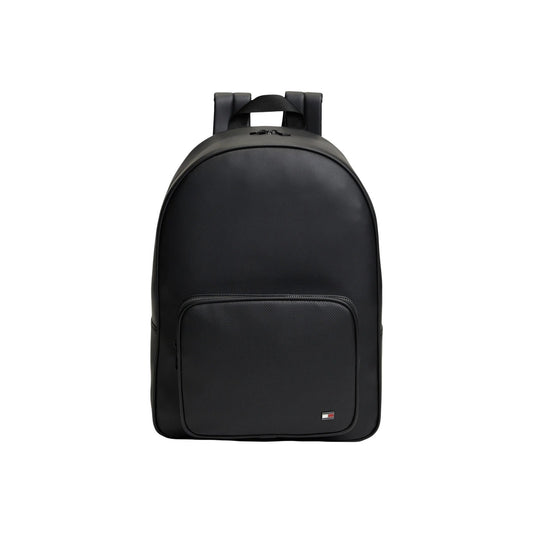 Zaino nero eco-pelle tasca zip uomo Tommy Hilfiger AM0AM14685. Zaino lavoro e universita nero finitura liscia.