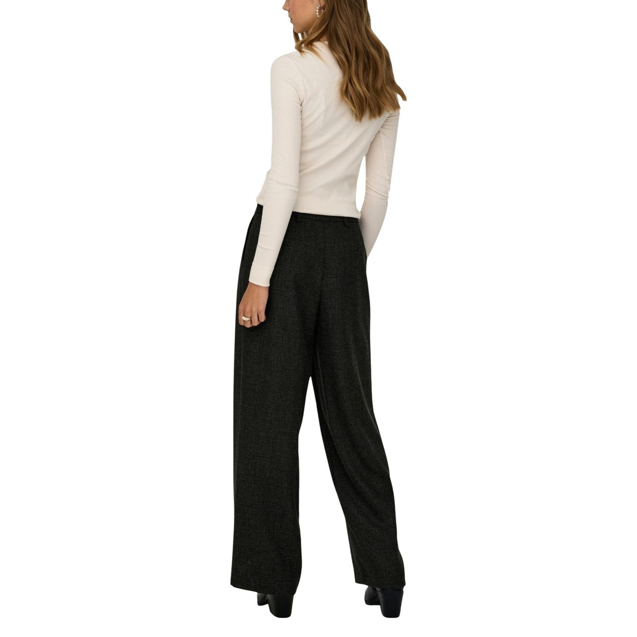 Jacqueline De Yong Pantaloni Donna Neri con Zip e Bottone Tasche Anteriori - Pantaloni Poliestere Viscosa