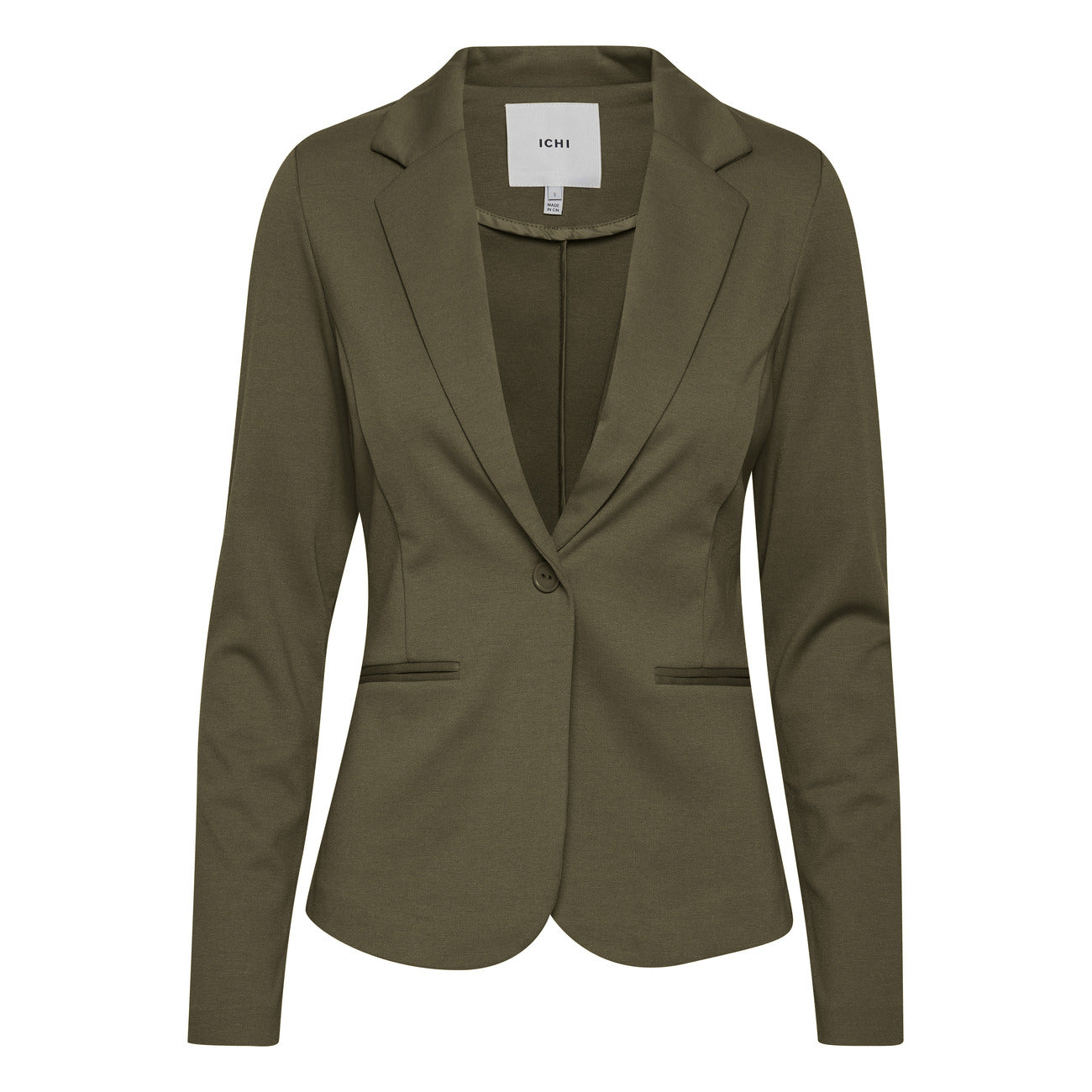 Ichi Giacca Donna Grigio Monocromo Bottoni Bavero Tasche Anteriori 74% Poliestere 22% Viscosa 4% Elastan Autunno/Inverno 20101801