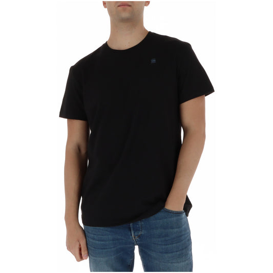 G-STAR Base Tee; 100% cotone jersey, monocromo, dettaglio ricamo. T-shirt nera di alta qualità, traspirante e resistente ai lavaggi. Vista frontale 