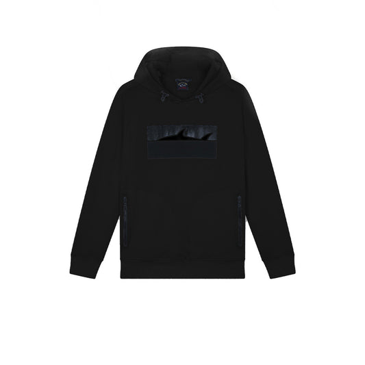 Paul&shark Felpa Uomo Nera con Cappuccio Stampa Maniche Lunghe Scollo Tondo Tasche Anteriori in Cotone 70% Elastan 6% Poliestere 24% Autunno/Inverno B_44418