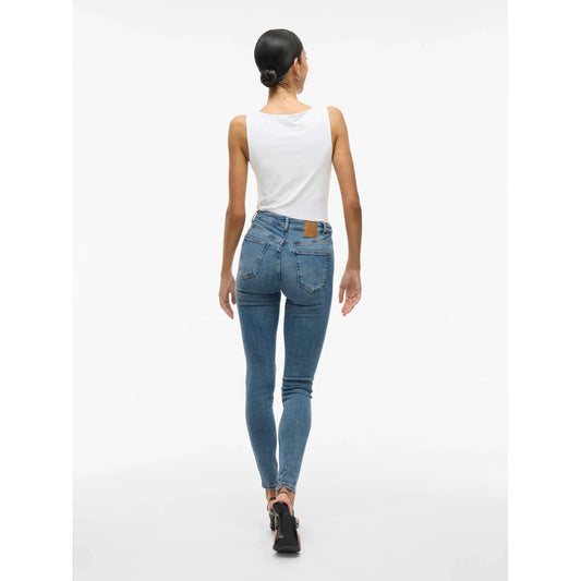 Jeans skinny donna Vila Clothes Medium Blue Denim – Jeans slim elasticizzati a vita media Vila 14094341.