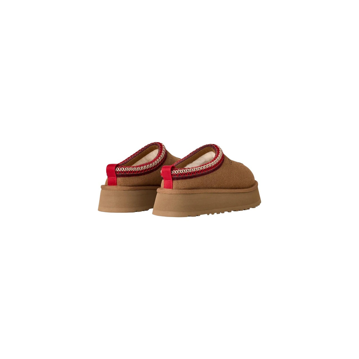 Ciabatte Chestnut UGG Tazz II 1174471. Sabot da donna scamosciati cuoio con platform in EVA da canna da zucchero di 4,4 cm, pelliccia di montone e logo impresso a caldo.