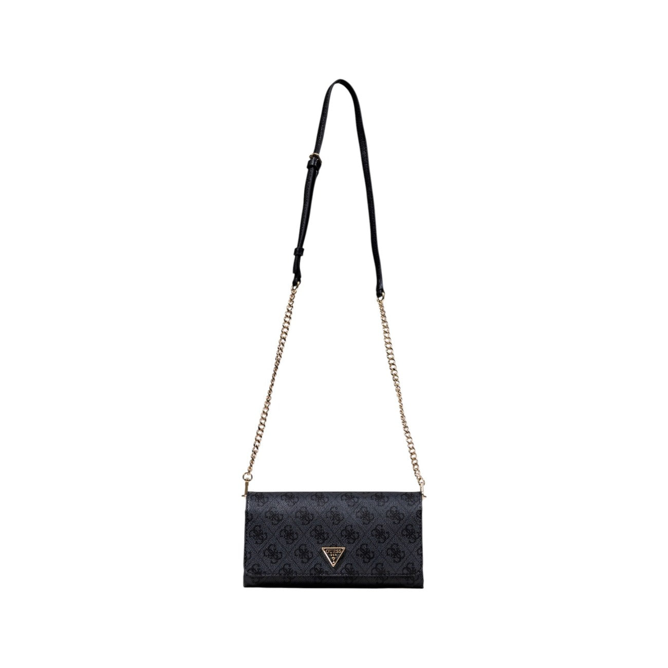 Borsa Guess donna nera a tracolla con stampa - vista frontale con tracolla
