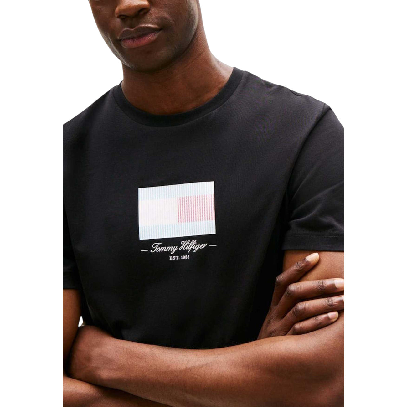 Tommy Hilfiger T-Shirt Uomo Nera con Stampa - T-Shirt Cotone Organico Maniche Corte