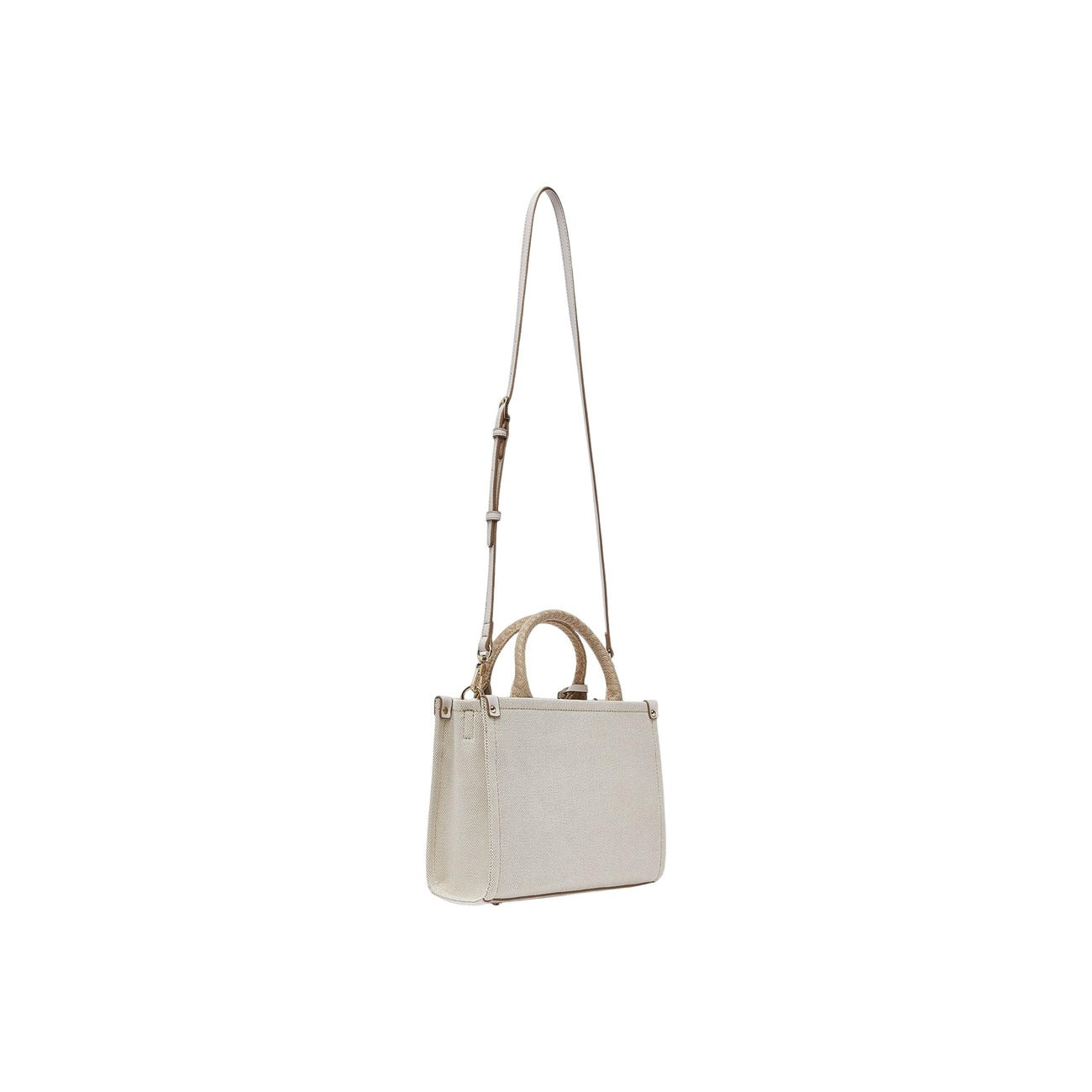 Borsa piccola Jacquard; chiusura zip, scomparto centrale, tracolla inclusa, charm rimovibile. L'eleganza compatta per ogni occasione. Vista posteriore con tracolla 