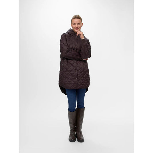 Giambotto donna Vero Moda marrone cioccolato 10252112. Cappotto corto leggero con cappuccio e bottoni automatici, giacca mezza stagione imbottita con polsini a coste, abbigliamento donna autunno invern