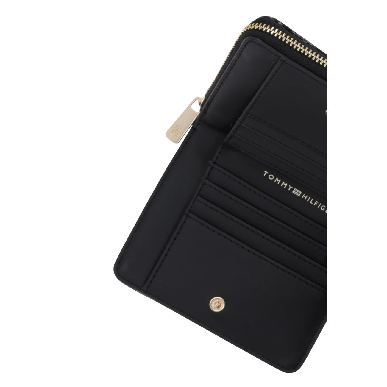 Tommy Hilfiger Portafoglio Donna Nero Stampa Zip Bottone Poliestere 100% Autunno Inverno AW0AW17957