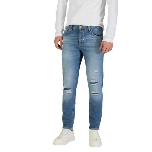 Antony Morato Jeans Uomo Blu Effetto Strappato in Cotone 99% Elastan 1% con Zip e Bottone Tasche Anteriori e Posteriori Primavera/Estate MMDT00264-FA750398 W02230