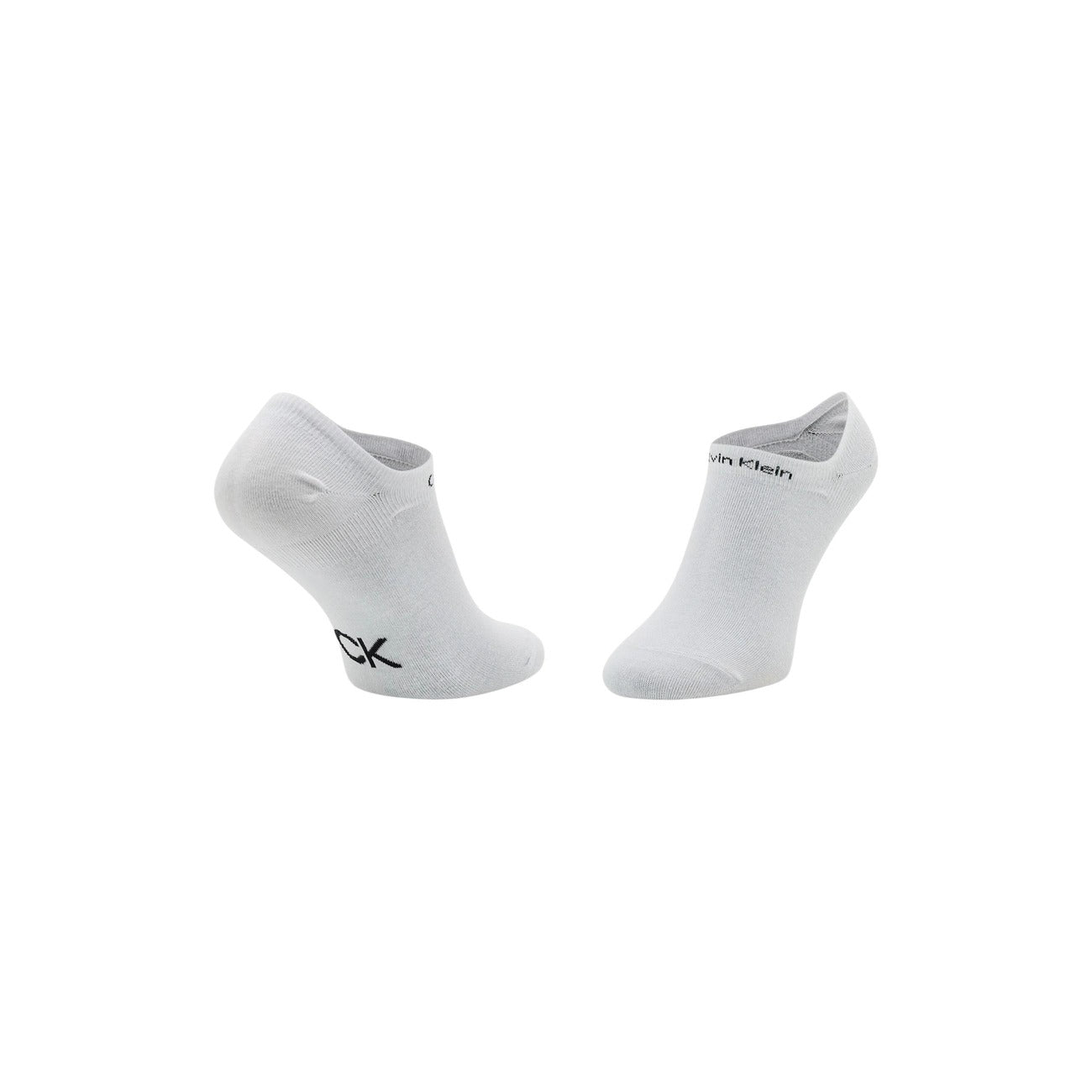 Calze Donna Calvin Klein Jeans 2P Sneaker Gripper; Bianco. 62% Poliestere, 35% Poliammide, 3% Elastam. Sistema antiscivolo sul tallone, invisibili, traspiranti. Confezione da 2 paia. Frontale posteriore 