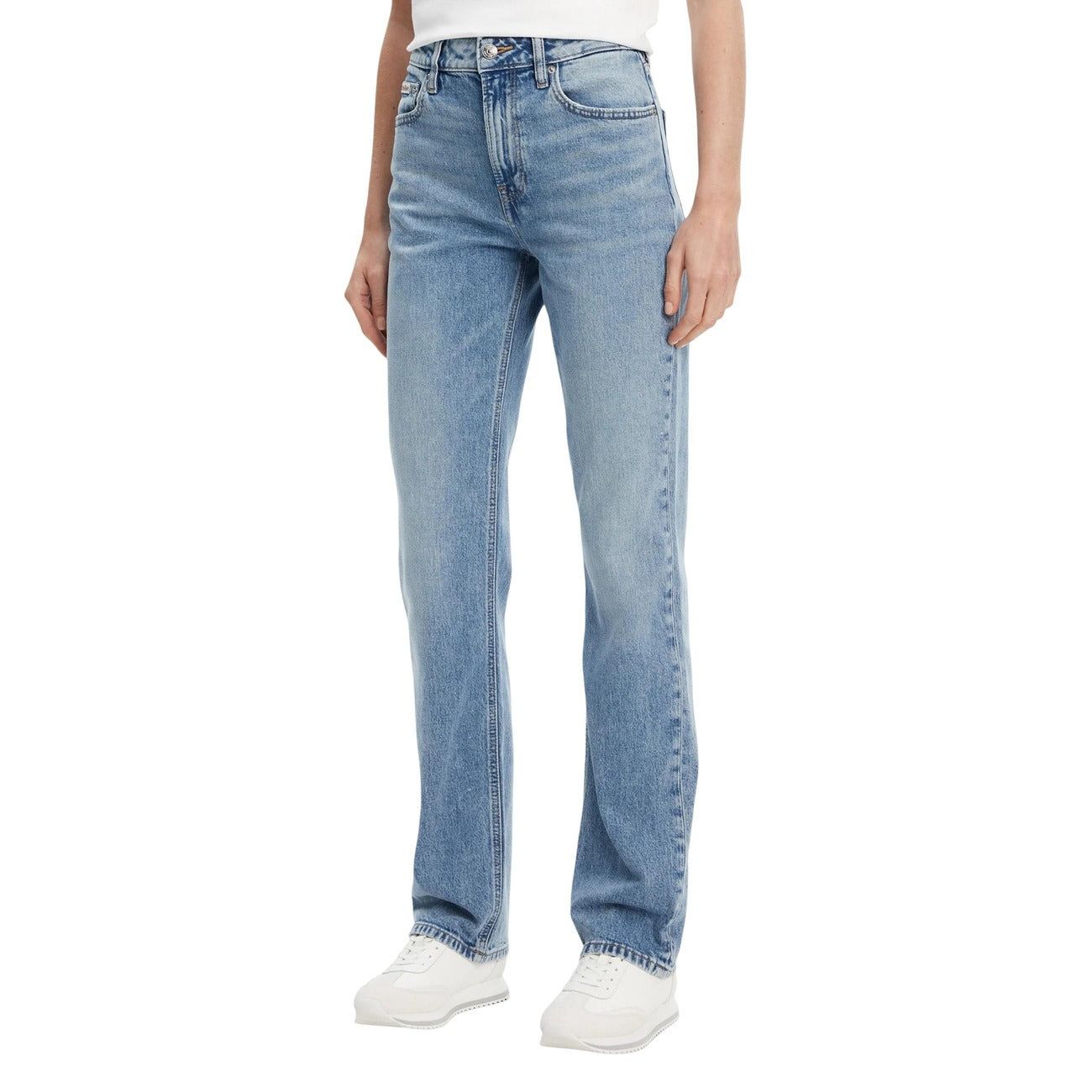 Calvin Klein Jeans Jeans Donna Azzurro Zip Bottone Tasche Cotone Organico Elastan Autunno Inverno LV047B914G
