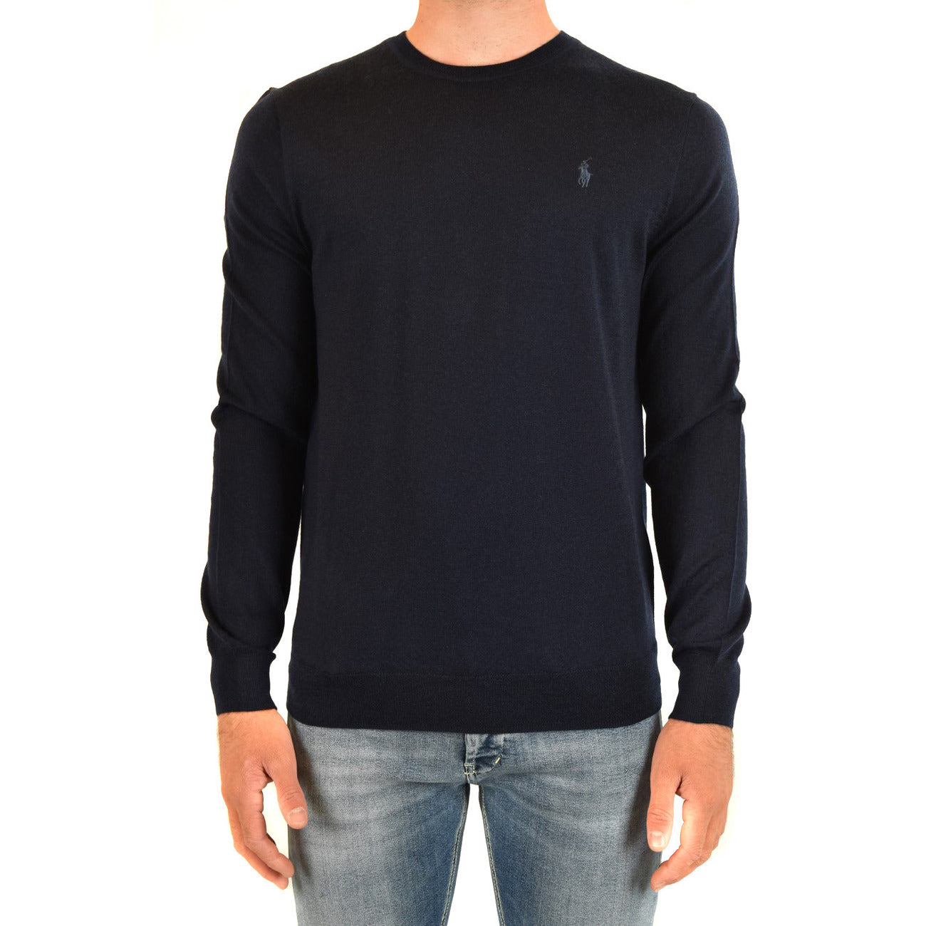 Polo Ralph Lauren Maglia Uomo Blu Scollo Tondo Manica Lunga Autunno Inverno V_31781