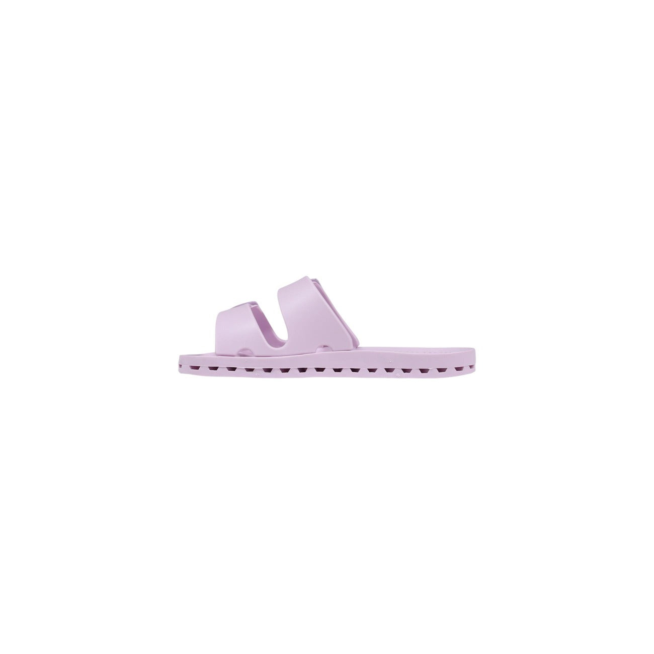Ciabatte Sensi La Jolla City Donna; 100% PVC. Colore lilla. Suola ergonomica alveolare drenante, doppia fibbia regolabile, altezza 2 cm. Made in Italy, lavabili e ultra-traspiranti. Vista laterale 