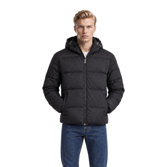 Piumino nero uomo Guess – Giacca trapuntata effetto camoscio Suede Puffa M6BL36 W4148.
