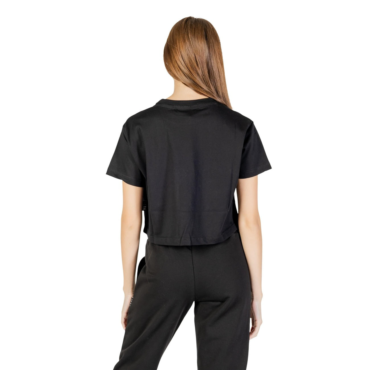 Icon T-Shirt Donna Nera con Stampa Maniche Corte - T-Shirt Cotone Scollo Tondo