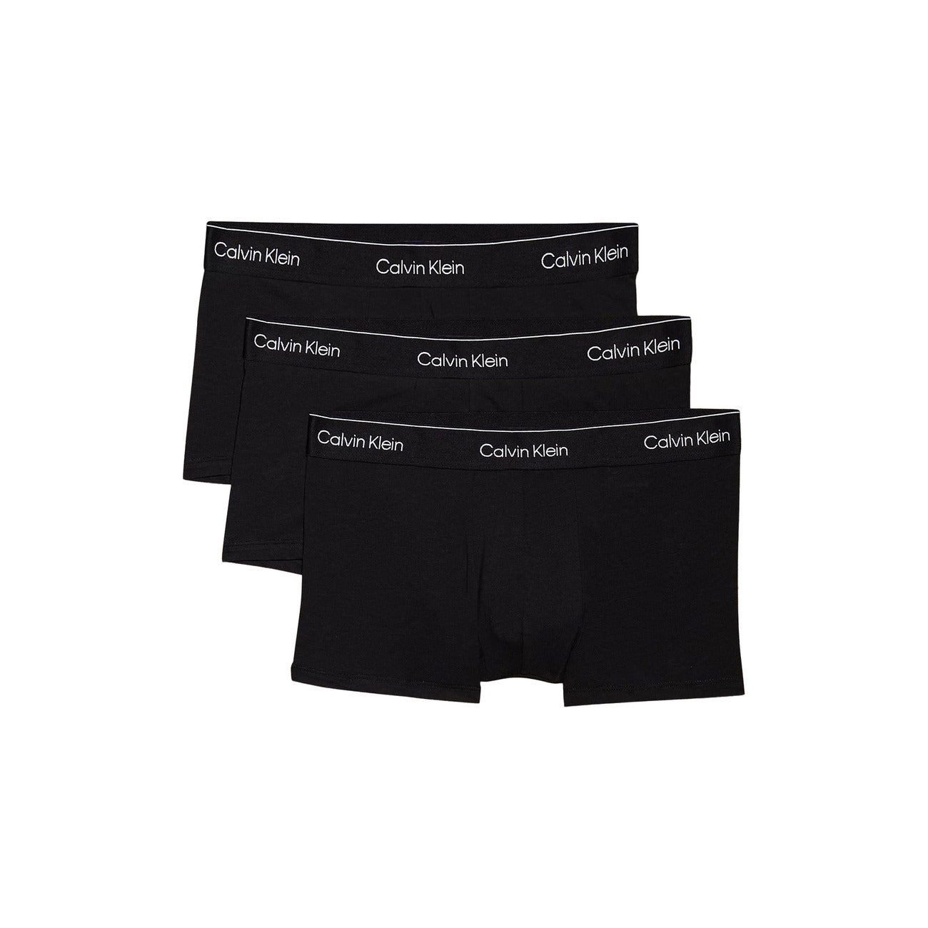 Boxer Calvin Klein Underwear a vita bassa Cotton Stretch uomo neri confezione da 3 con elastico logo - vista frontale
