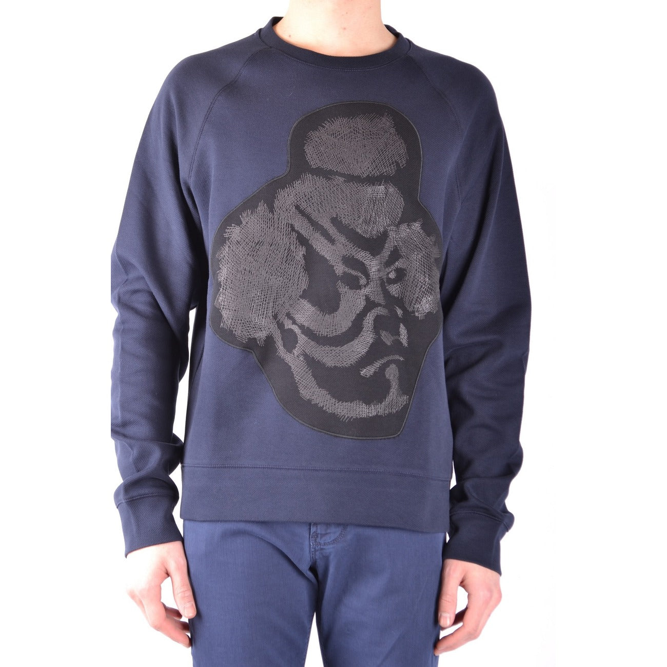Paolo Pecora Felpa Uomo Blu con Stampa Maniche Lunghe Scollo Tondo in Cotone 100% Autunno/Inverno B_32837