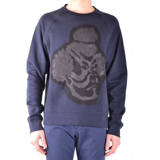 Paolo Pecora Felpa Uomo Blu con Stampa Maniche Lunghe Scollo Tondo in Cotone 100% Autunno/Inverno B_32837