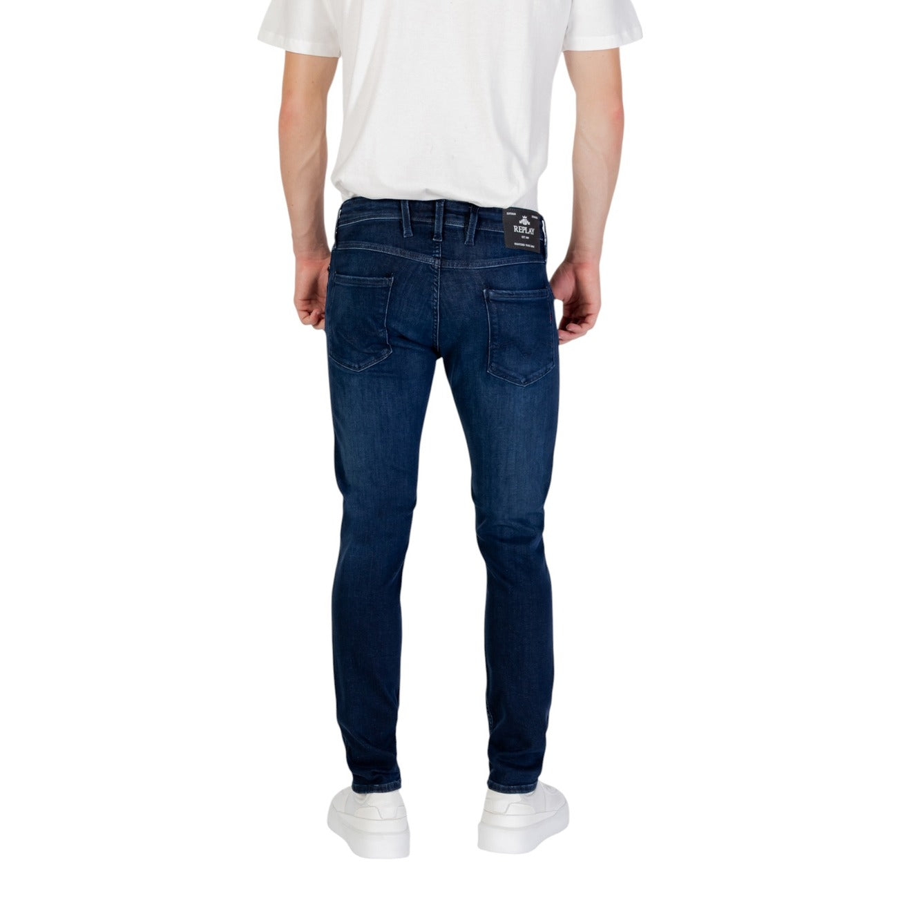 Replay Jeans Uomo Blu in Cotone 90% Poliestere 8% Elastan 2% con Zip e Bottone Tasche Anteriori e Posteriori M914.000.41A C38