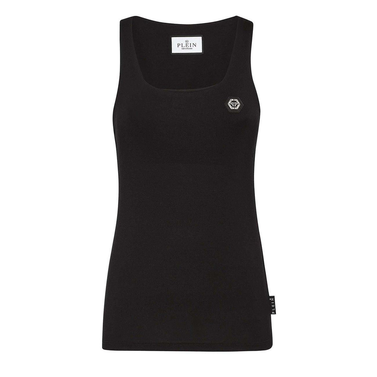 Philipp Plein Canotta Donna Nero Smanicato Scollo Quadrato 100% Cotone Primavera/Estate V_30797