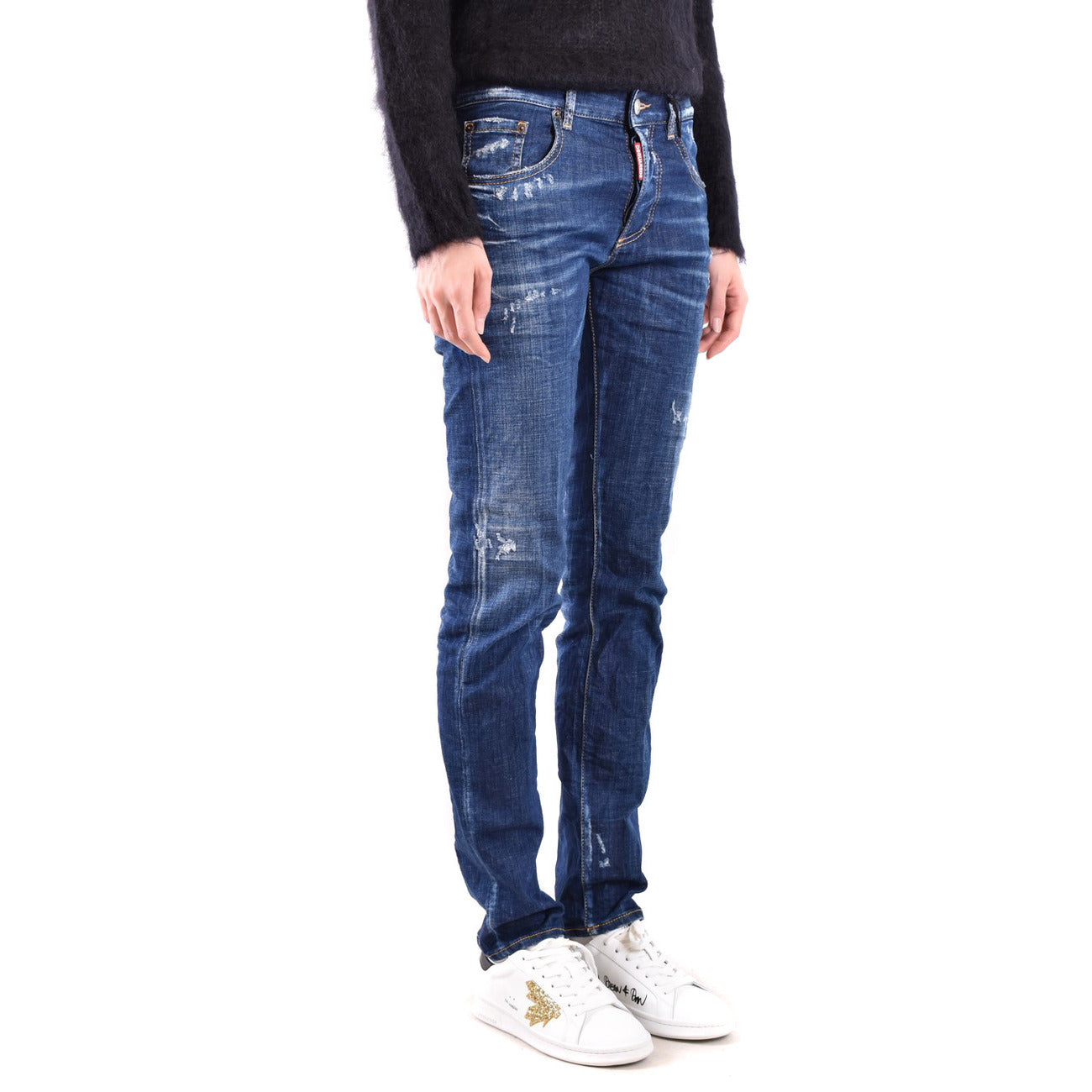 Dsquared2 Jeans Uomo Blu Effetto Strappato e Consumato in Cotone 98% Elastan 2% con Zip e Bottone Tasche Anteriori e Posteriori V_29235