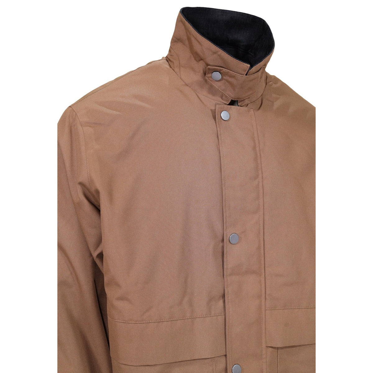 Giacca imbottita marrone uomo Only & Sons Onskosmo 22034856. Giubbotto casual ecosostenibile in poliestere riciclato con colletto d'effetto velluto a contrasto, bottoni a pressione e ampie tasche anteriori.