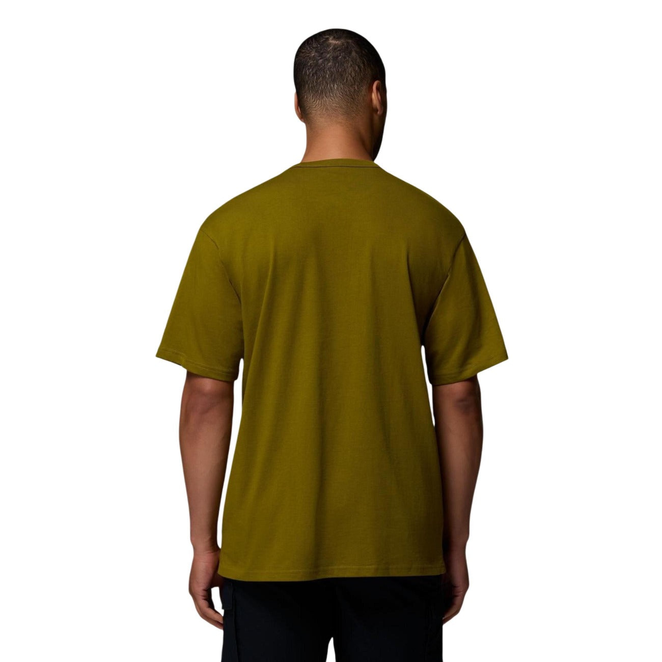 T-shirt Columbia CSC™ Heavyweight verde da uomo; tessuto spesso di alta qualità, design classico con stampa frontale, massima resistenza e comfort per il tempo libero. Vista posteriore 