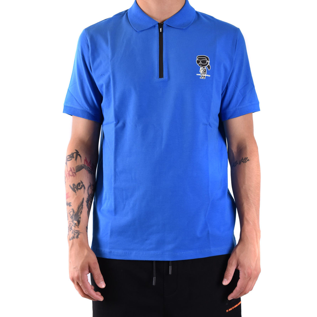 Karl Lagerfeld Polo Uomo Blu Cerniera Colletto Polo Scollo Tondo Maniche Corte 95% Cotone 5% Elastan Primavera/Estate B_44529