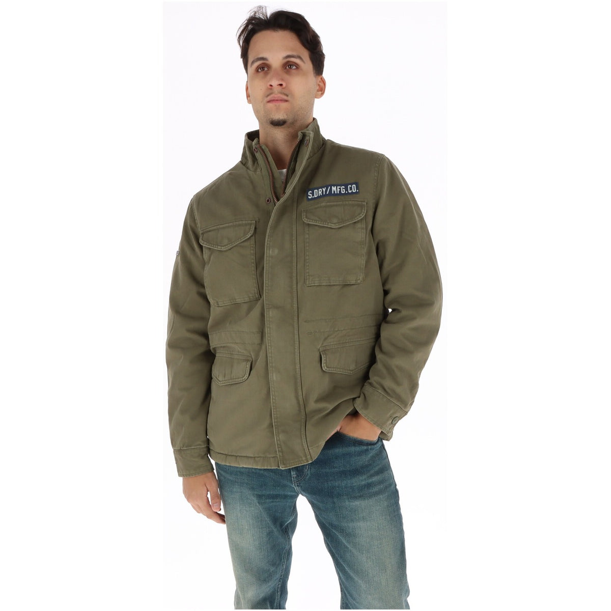 Giacca militare uomo Superdry M65 Borg – Field jacket verde con fodera agnellino M5012482A.