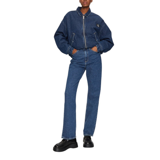 Calvin Klein Jeans Jeans Donna Blu con Zip Bottone Tasche Anteriori Posteriori in Cotone 99% Elastan 1% Autunno/Inverno J20J224033