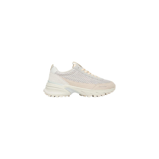 Sneakers Calvin Klein Jeans; Beige, 100% Pelle. Suola alta 4 cm, tomaia traforata traspirante, dettagli a contrasto. Stile minimale e contemporaneo, ideale per la mezza stagione. Vista laterale 