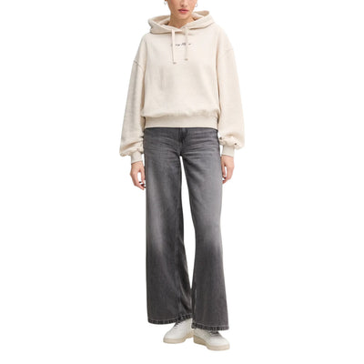 Tommy Hilfiger Felpa Donna Beige con Cappuccio - Felpa Cotone Organico Maniche Lunghe