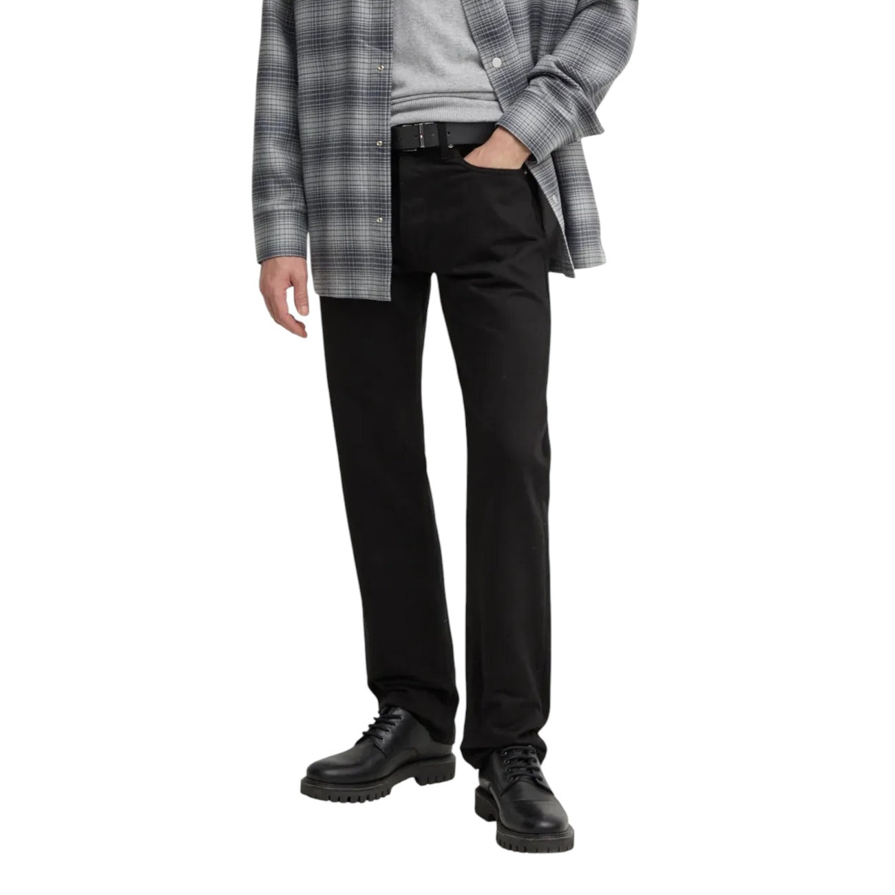 Calvin Klein Jeans Jeans Uomo Neri in Cotone 100% con Zip e Bottone Tasche Anteriori e Posteriori J30J325966
