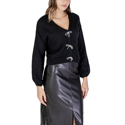 Only Maglia Donna Nera Maniche Lunghe Scollo a V - Maglia Acrilico Poliestere