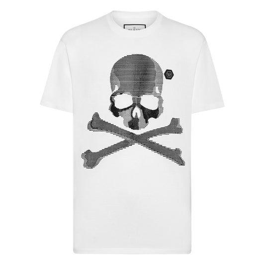 Philipp Plein T-Shirt Uomo Bianca Stampa Manica Corta Scollo Tondo 100% Cotone Primavera/Estate EBO_2063