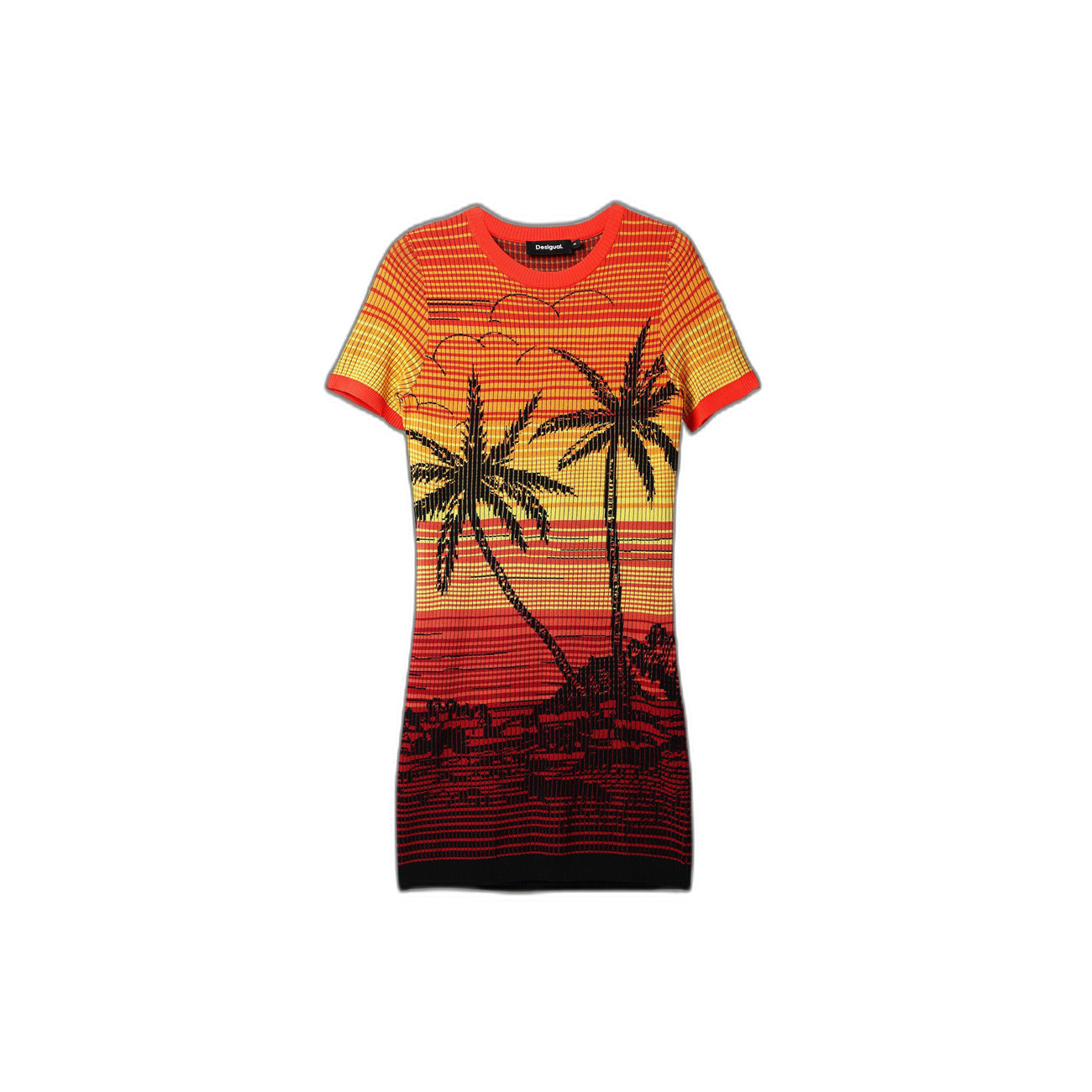 Abito corto Desigual rosso colorato in viscosa - dettaglio vestito esposto